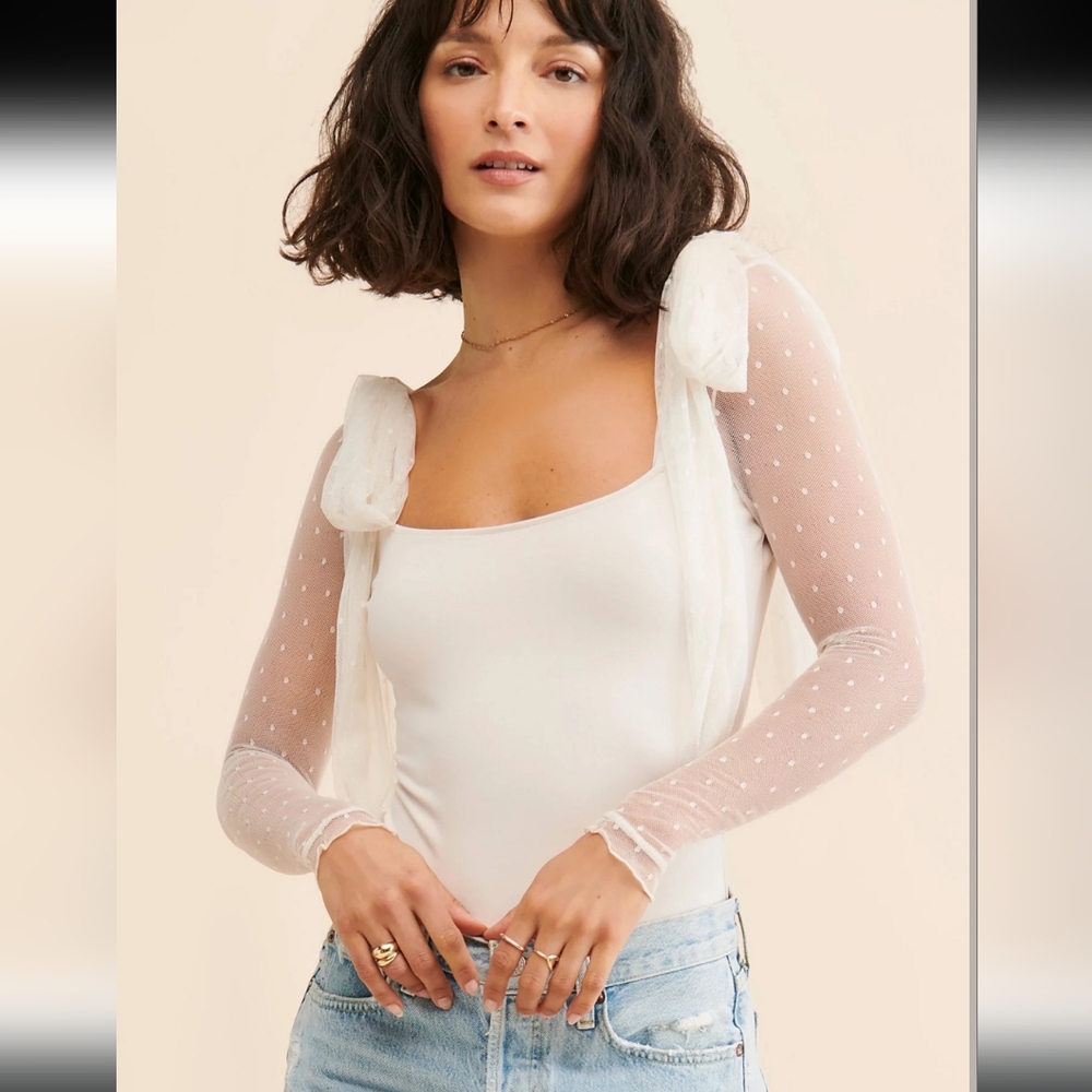 NWOT Free People Intimately Tongue Tied Bodysuit Long sleeve Blush Rose Pink S - Picture 3 of 14